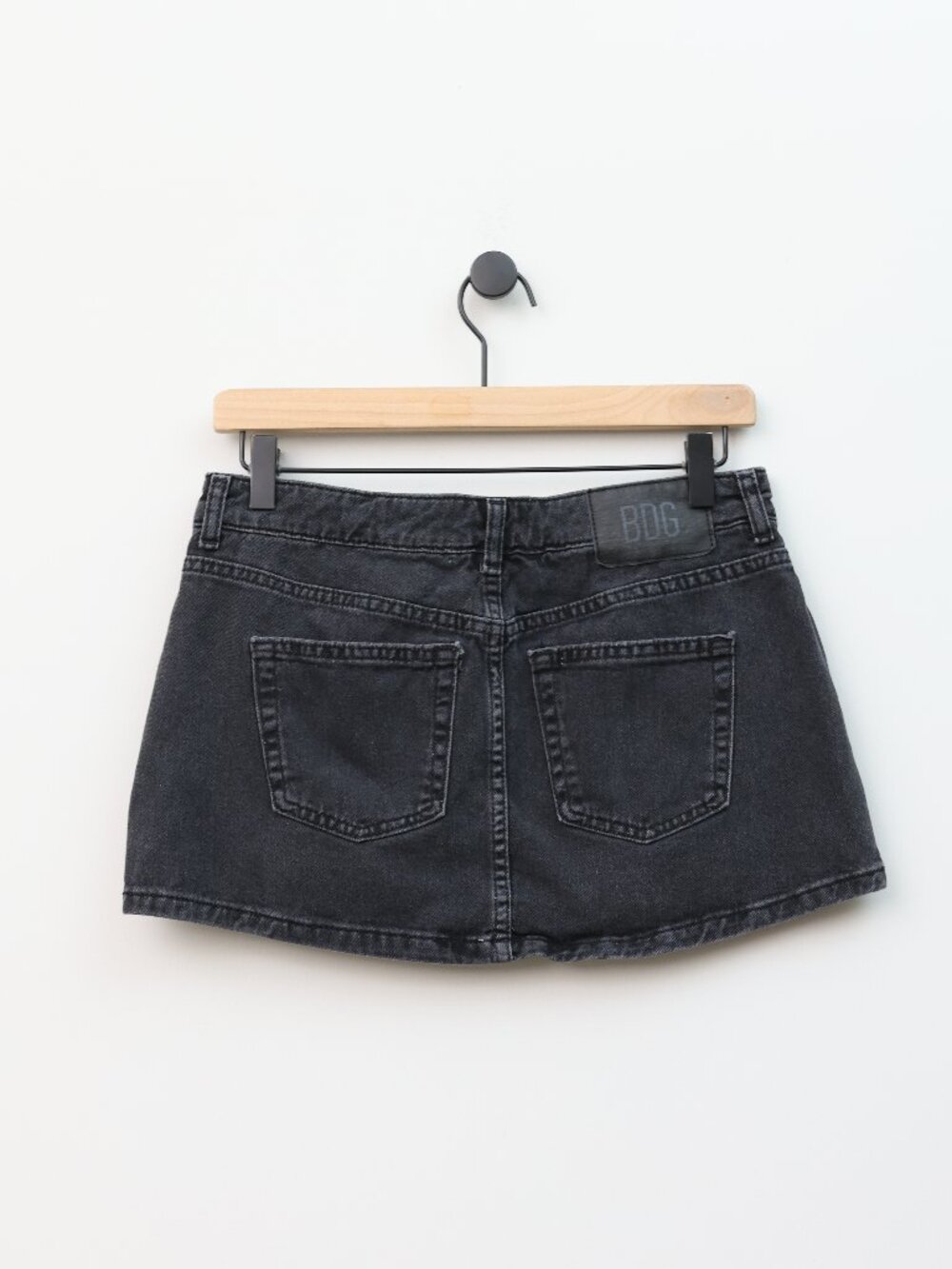 Urban Outfitters BDG Denim Micro Mini Skirt Washed Black XS Low Rise - Picture 3 of 4